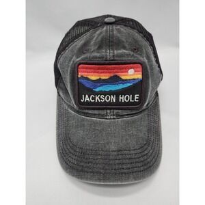 Jackson Hole Snapback Trucker Hat Black One Size Adjustable Embroidered‎ Legacy